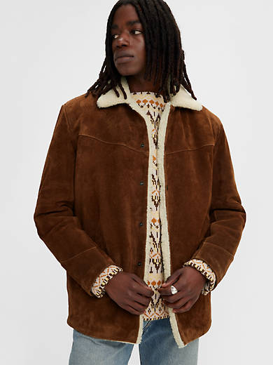 LEVIS VINTAGE CLOTHING LVC SUEDE SHERPA JACKET - CHOCOLATE RUM BROWN