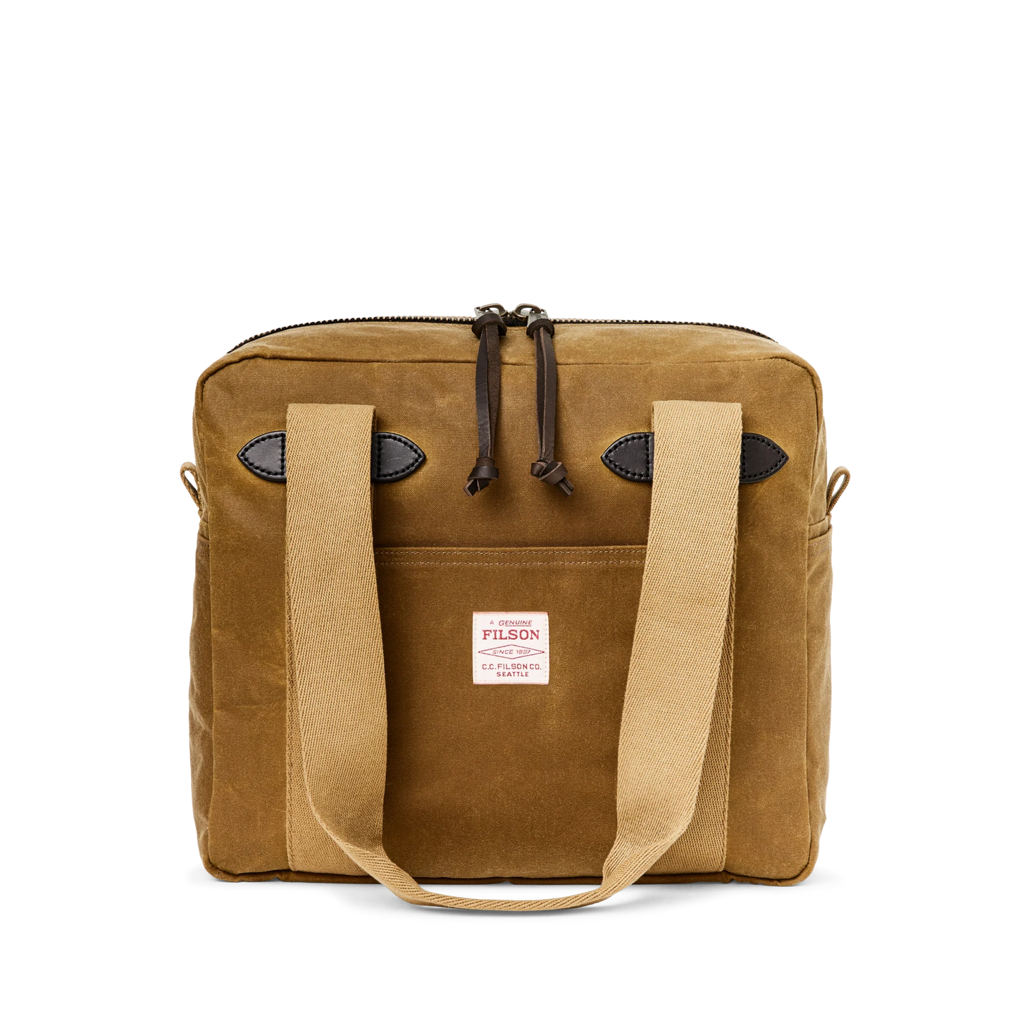FILSON TIN CLOTH ZIPPER TOTE BAG - DARK TAN