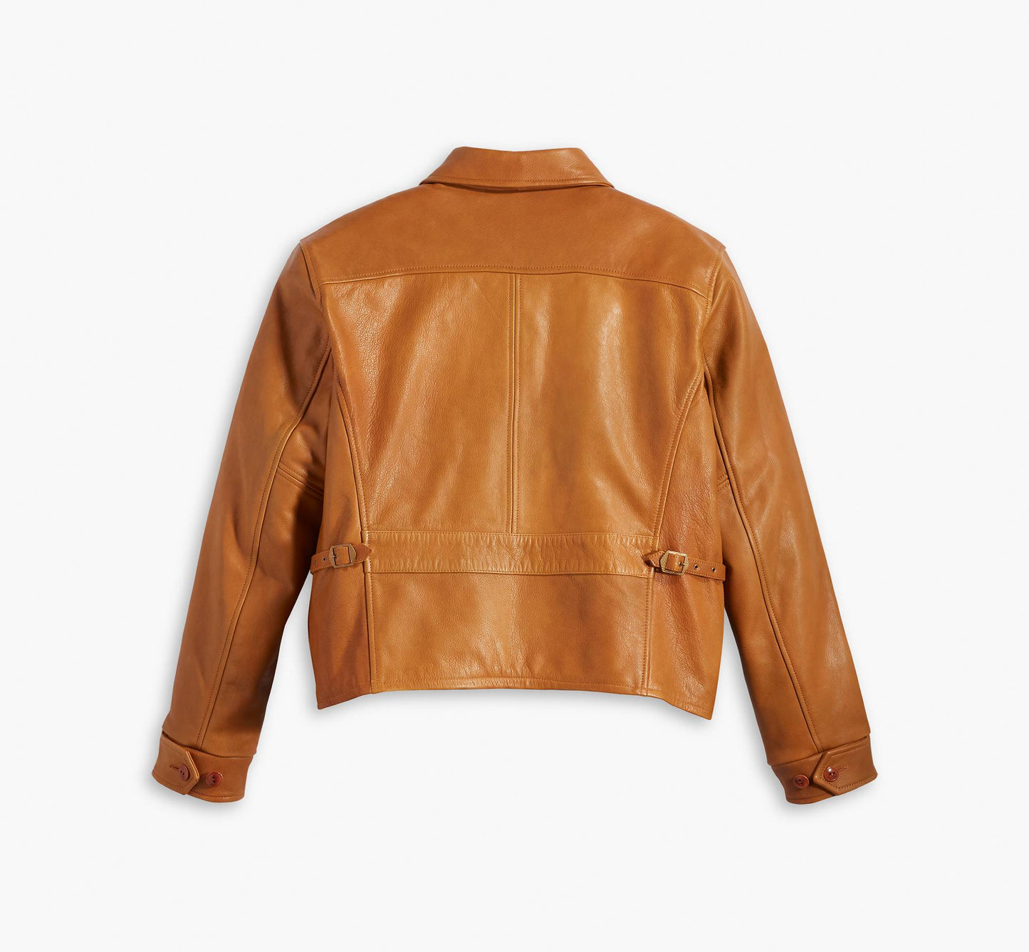 LEVIS VINTAGE CLOTHING LVC 1940'S LEATHER COAT - CARAMEL BROWN