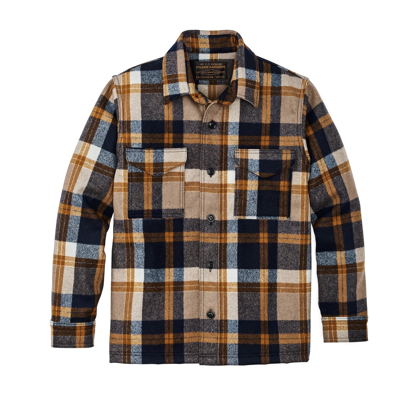 FILSON SEATTLE WOOL JAC-SHIRT - Navy/Bronze Plaid