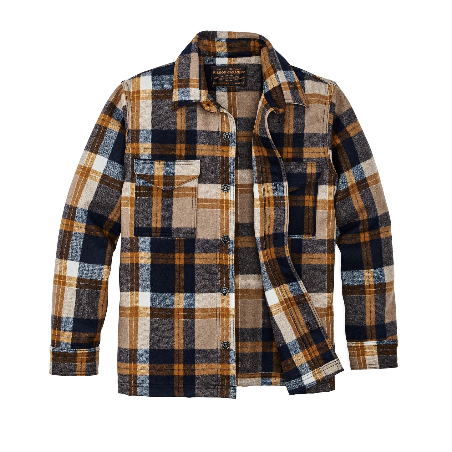 FILSON SEATTLE WOOL JAC-SHIRT - Navy/Bronze Plaid