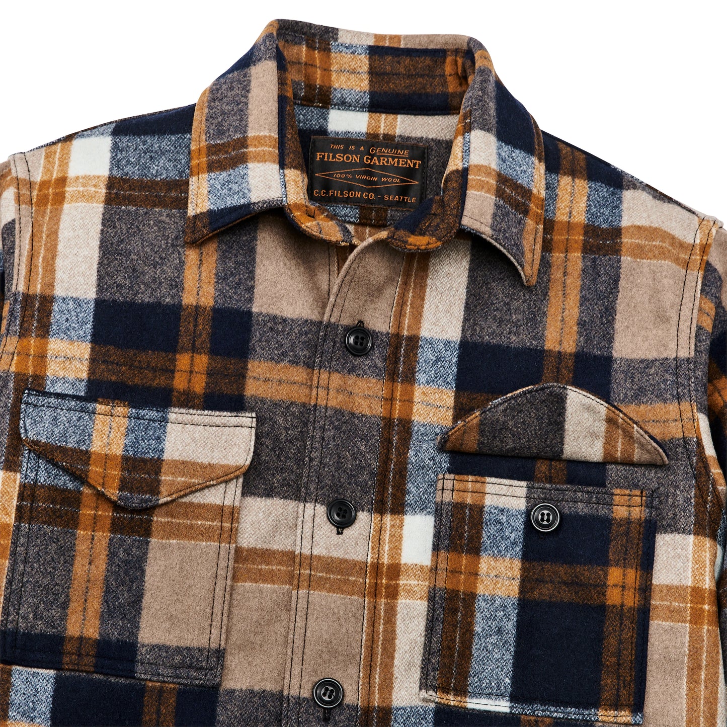 FILSON SEATTLE WOOL JAC-SHIRT - Navy/Bronze Plaid