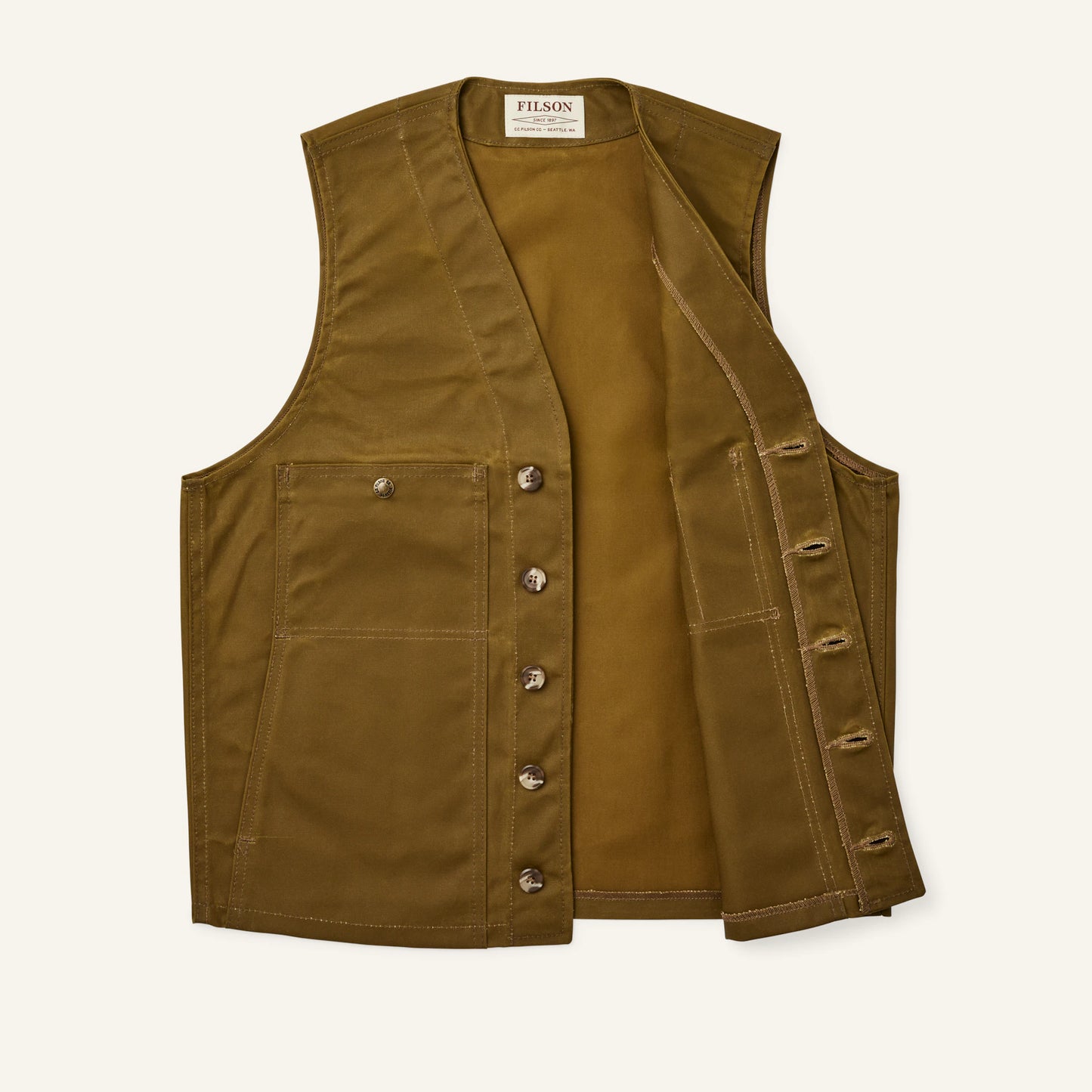 FILSON OIL TIN CLOTH VEST - DARK TAN