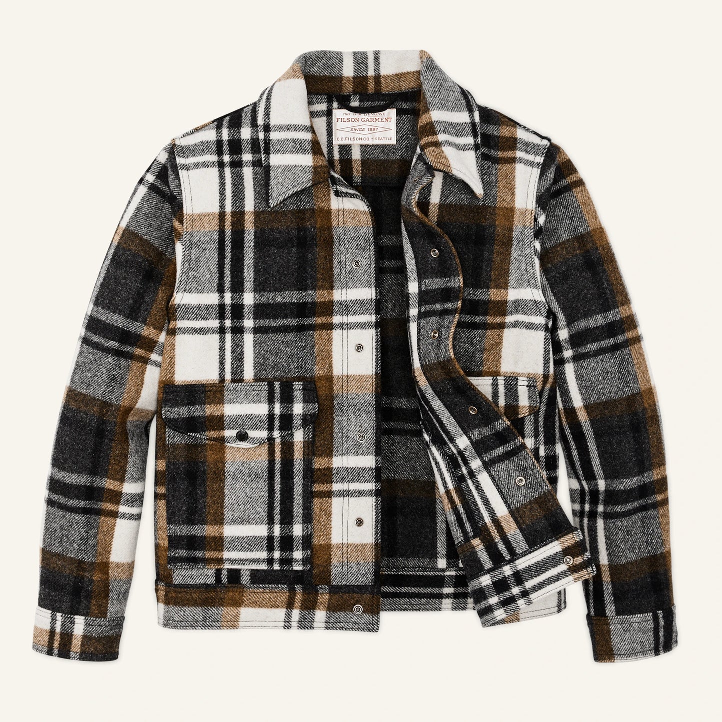 FILSON MACKINAW WOOL WORK JACKET - BLUE COAL/COPPER HEATHER PLAID