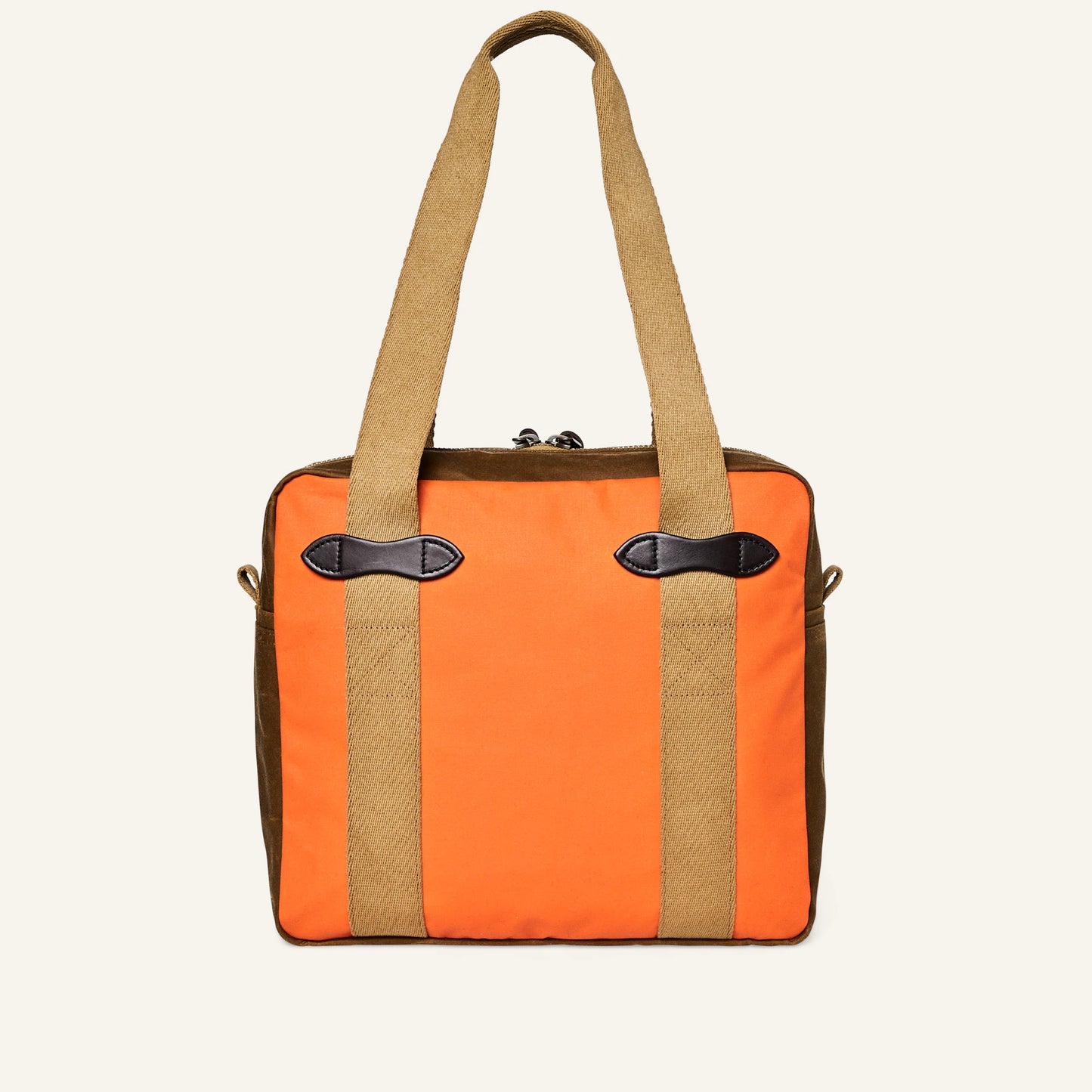 FILSON TIN CLOTH ZIPPER TOTE BAG - DARK TAN/FLAME