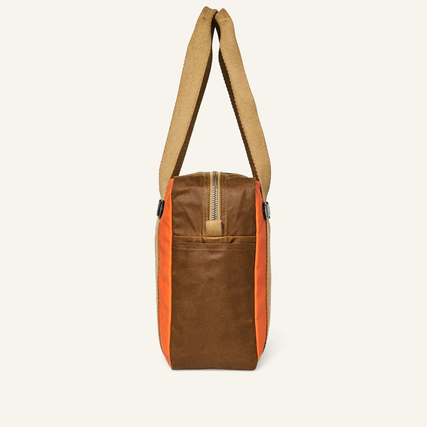 FILSON TIN CLOTH ZIPPER TOTE BAG - DARK TAN/FLAME