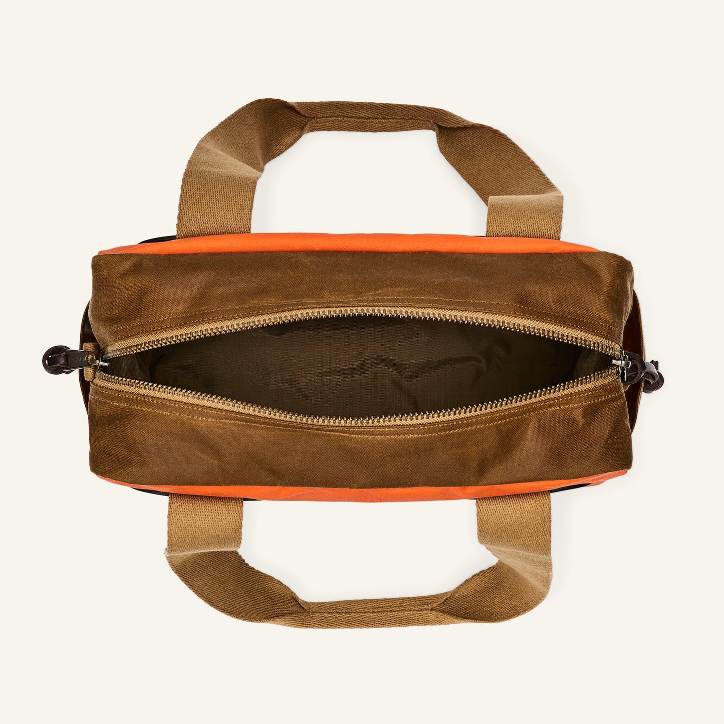 FILSON TIN CLOTH ZIPPER TOTE BAG - DARK TAN/FLAME