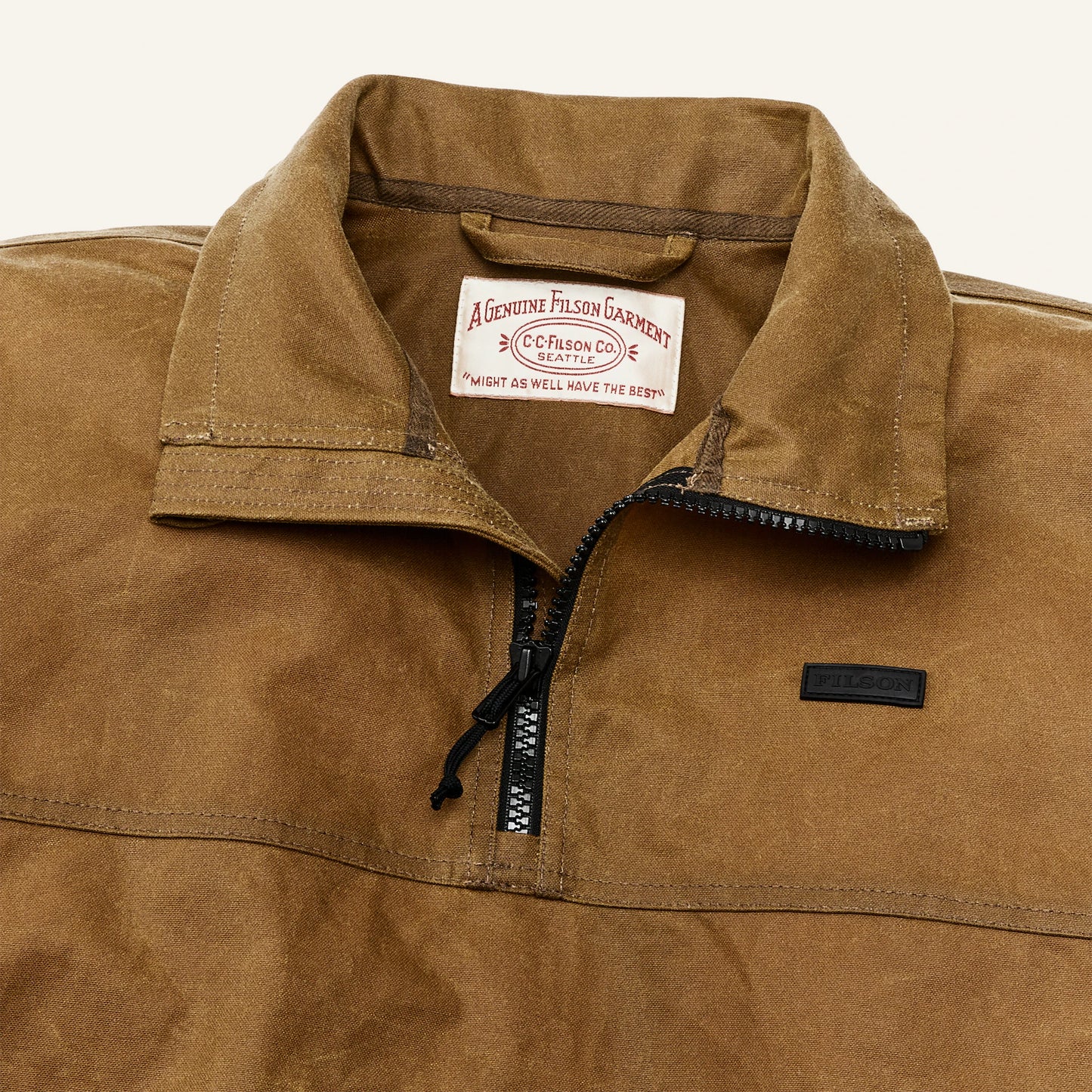 FILSON TIN CLOTH QUARTER ZIP PULLOVER - DARK TAN