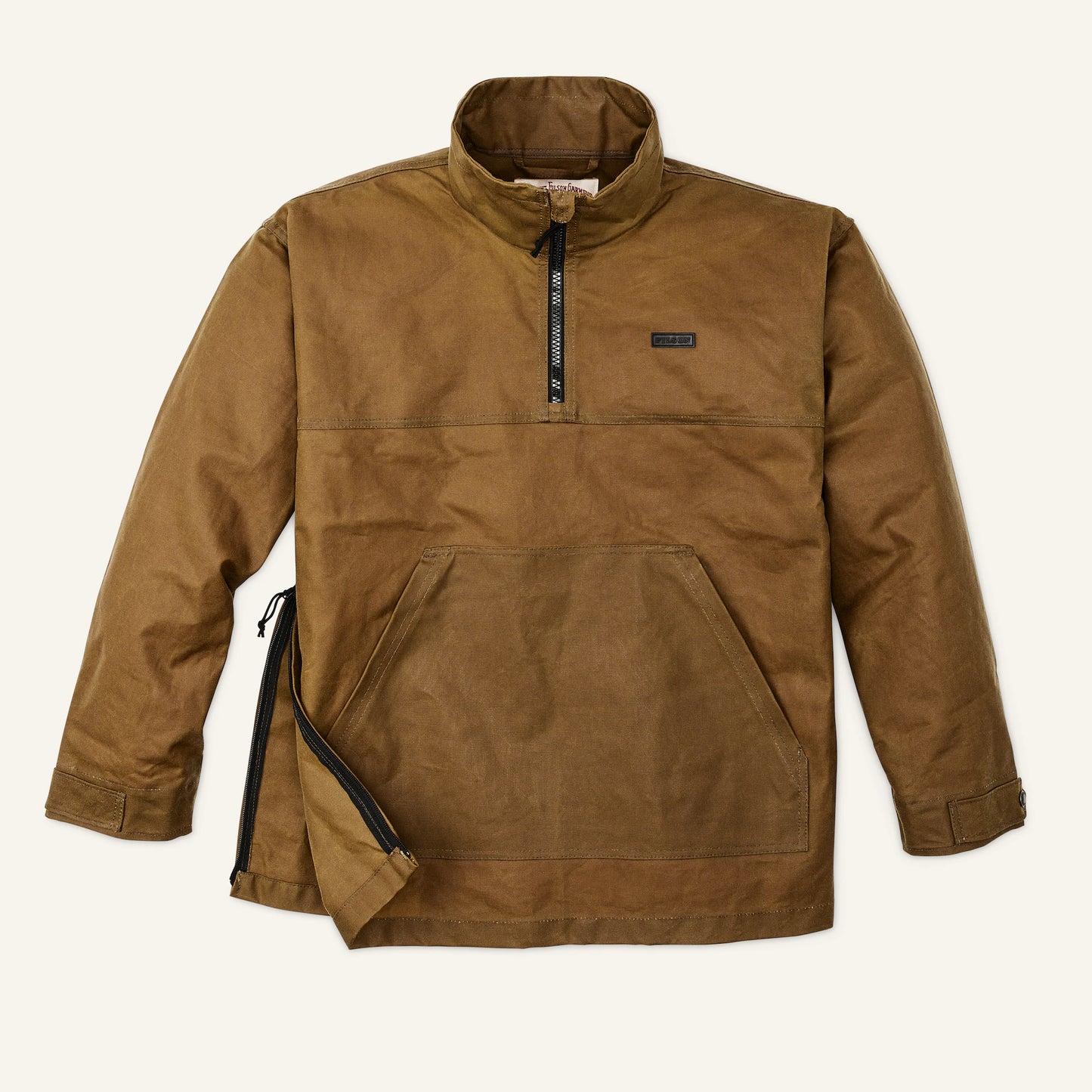 FILSON TIN CLOTH QUARTER ZIP PULLOVER - DARK TAN