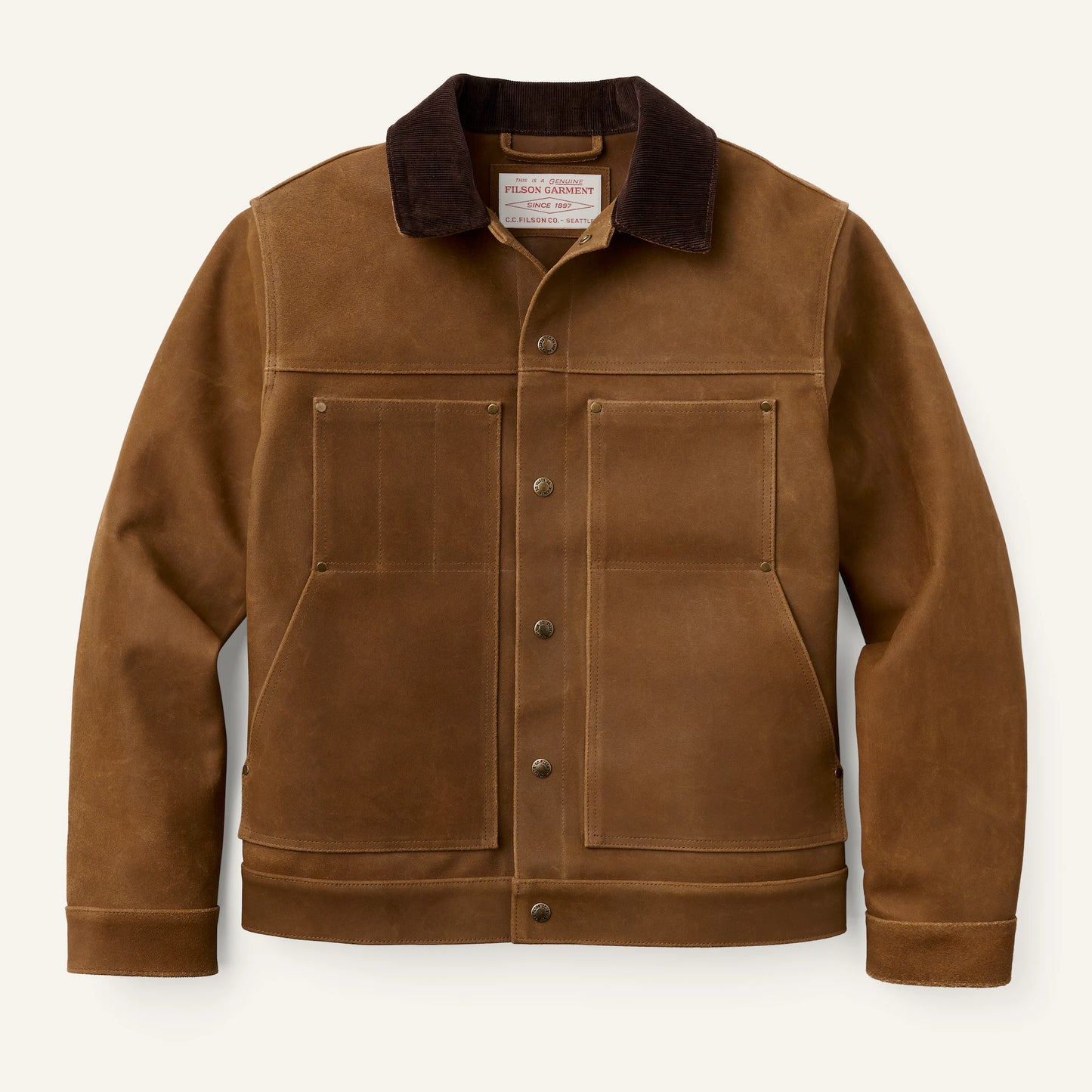 FILSON ROUGHOUT LEATHER SHORT CRUISER JACKET - DARK SEPIA