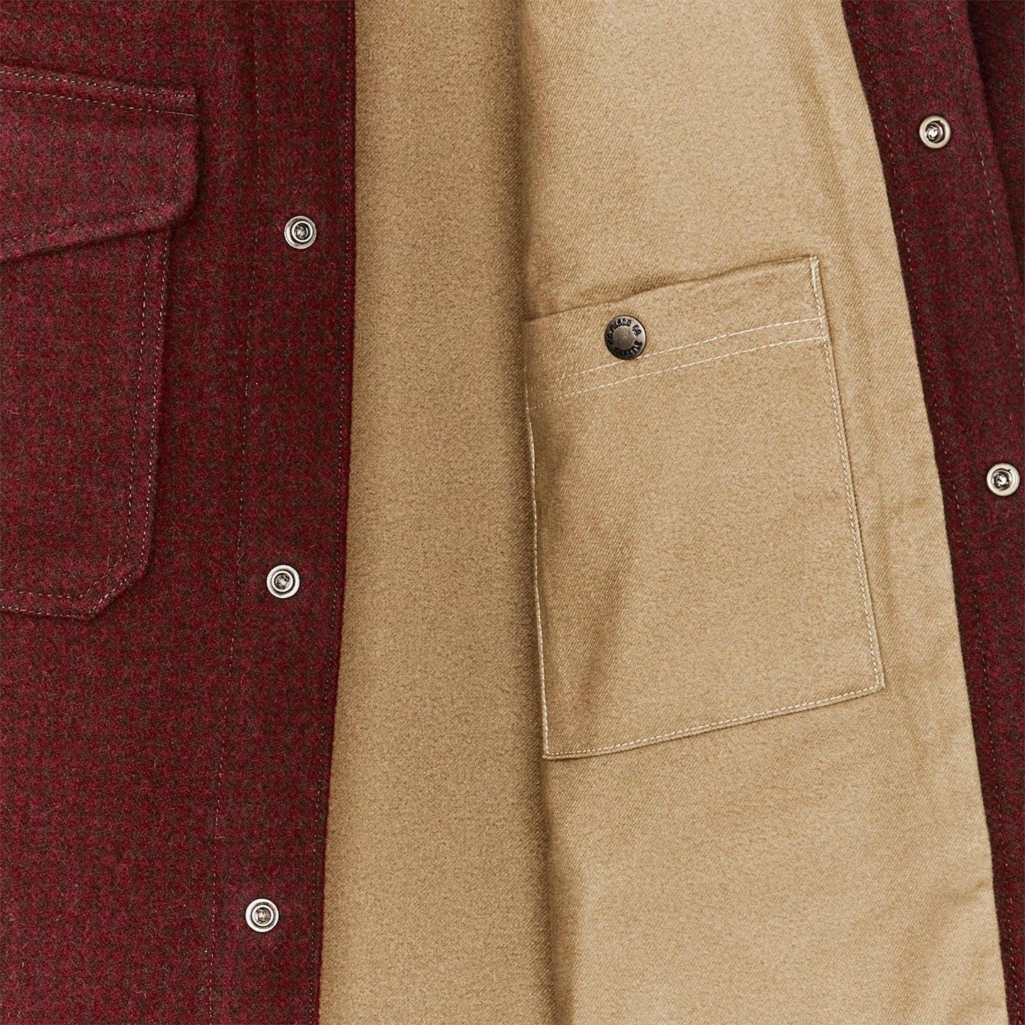 FILSON LINED MACKINAW WOOL JAC-SHIRT - DARK RED/BLACK HOUNDSTOOTH