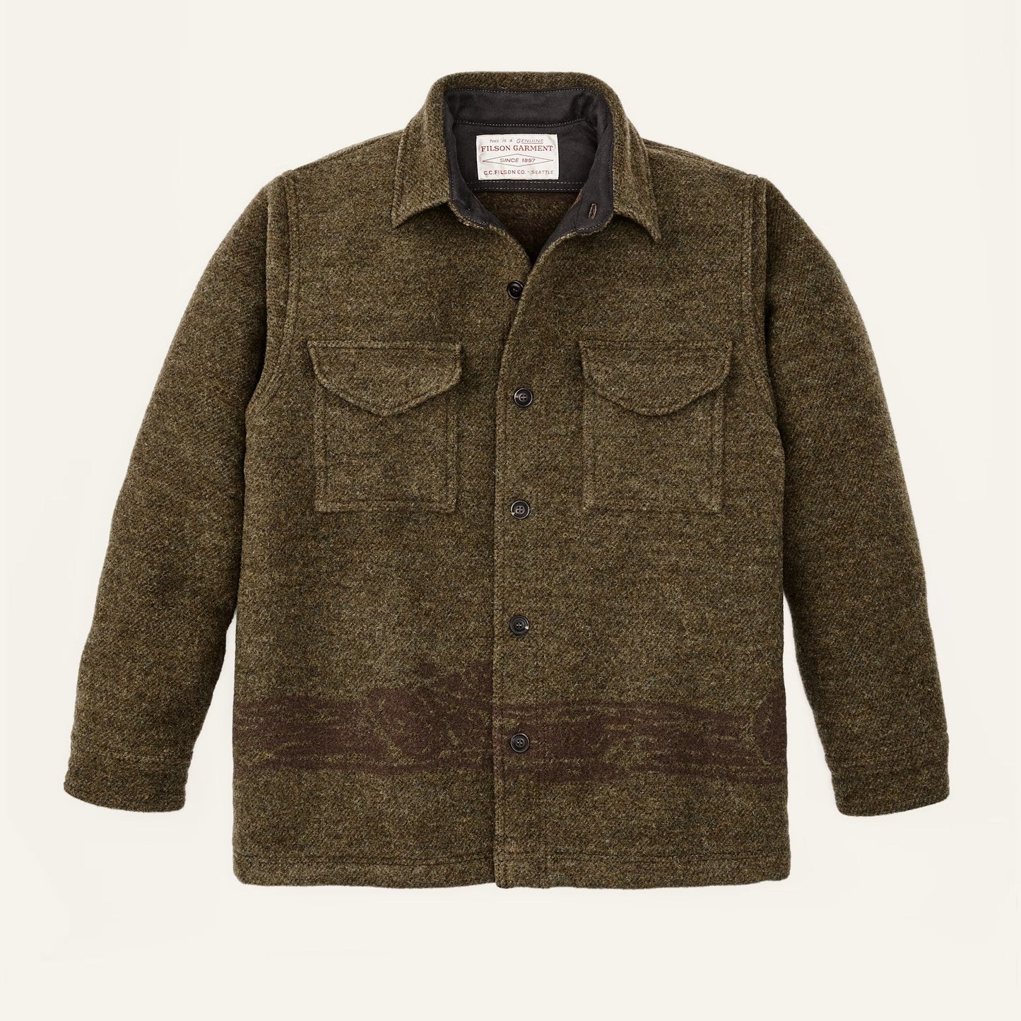 FILSON CCC JACQUARD WOOL JAC-SHIRT - OLIVE BROWN MULTI