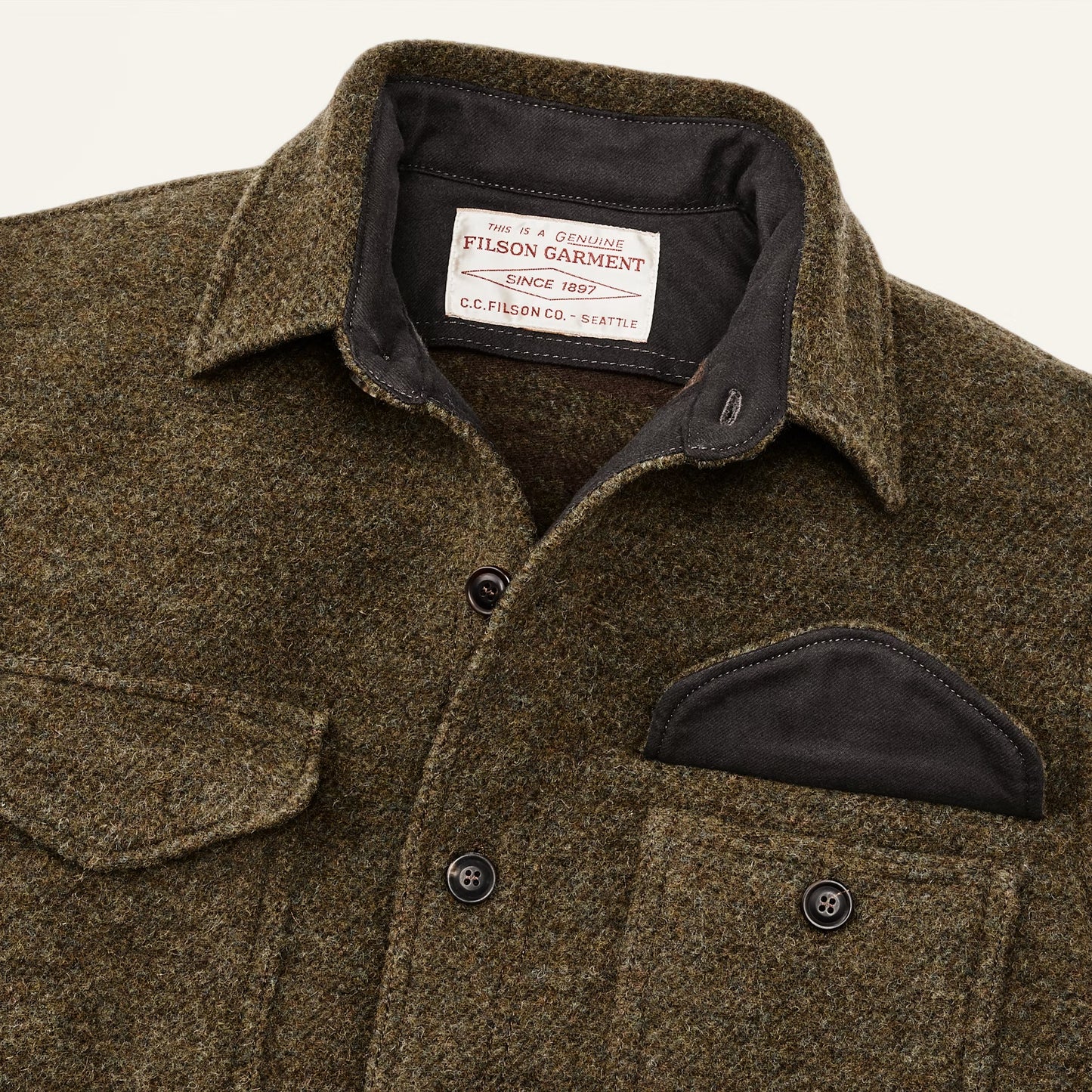 FILSON CCC JACQUARD WOOL JAC-SHIRT - OLIVE BROWN MULTI