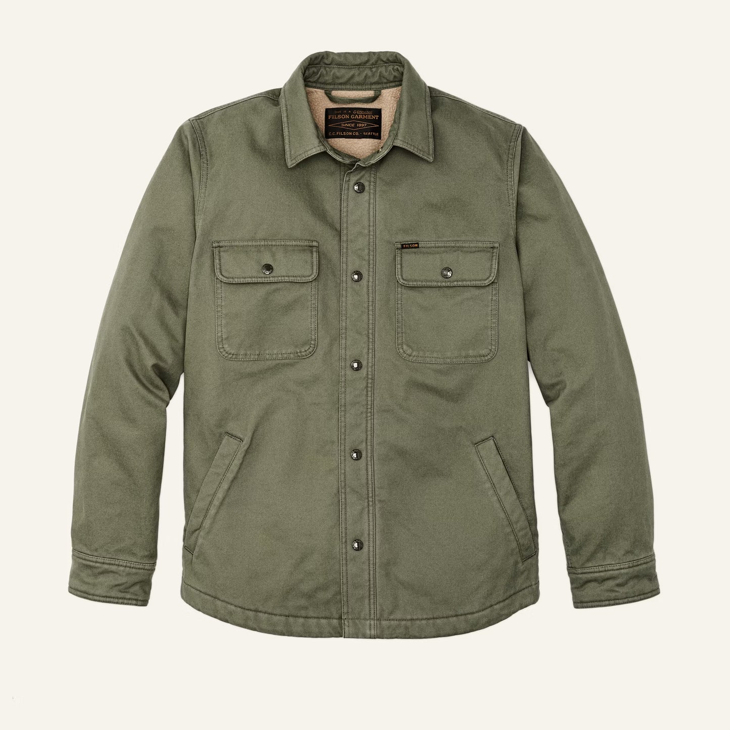 FILSON FLEECE LINED JAC-SHIRT - SERVICE GREEN
