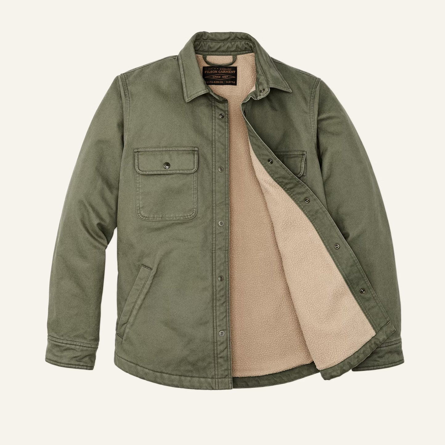 FILSON FLEECE LINED JAC-SHIRT - SERVICE GREEN