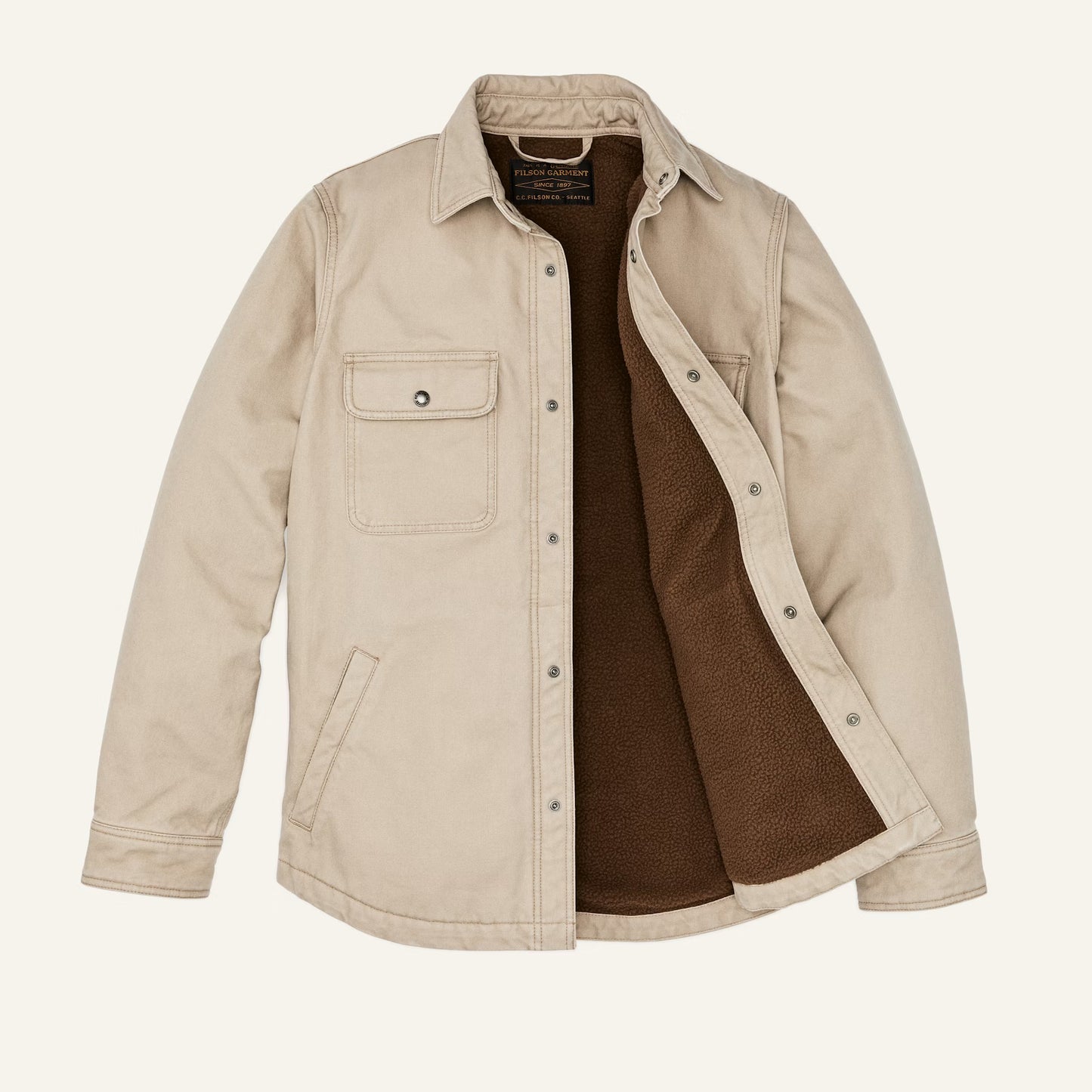 FILSON FLEECE LINED JAC-SHIRT - GRAY KHAKI