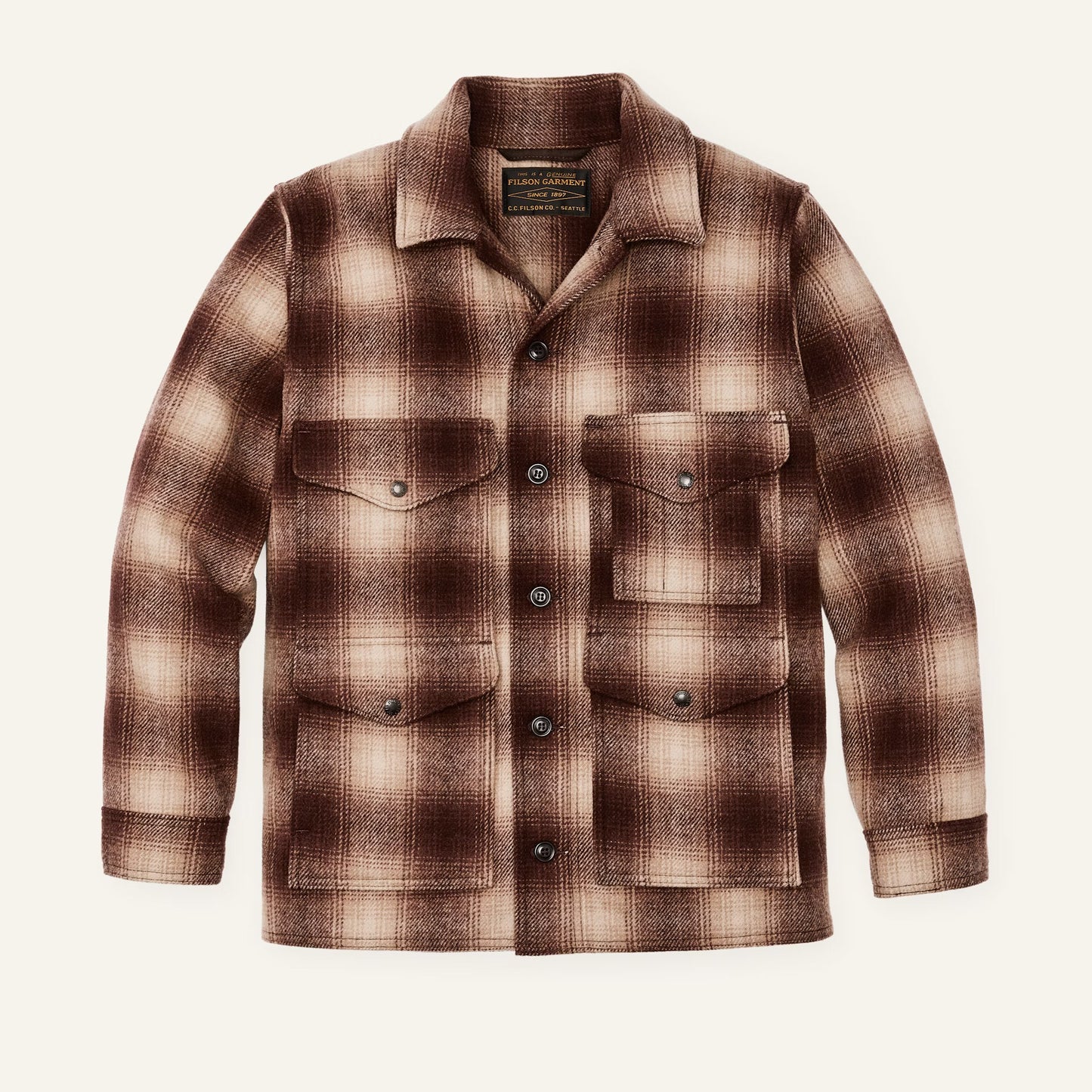 FILSON MACKINAW WOOL CRUISER JACKET - BROWN/TAN OMBRÉ