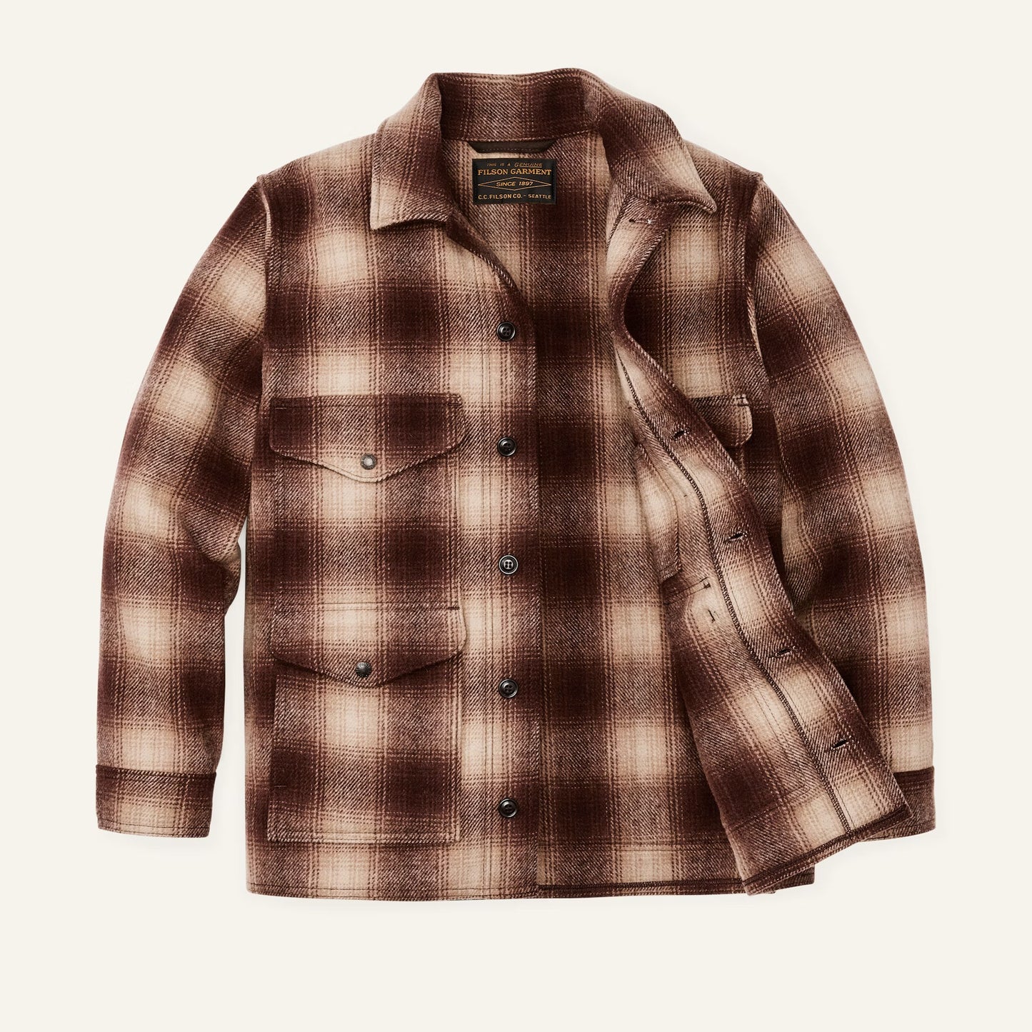 FILSON MACKINAW WOOL CRUISER JACKET - BROWN/TAN OMBRÉ