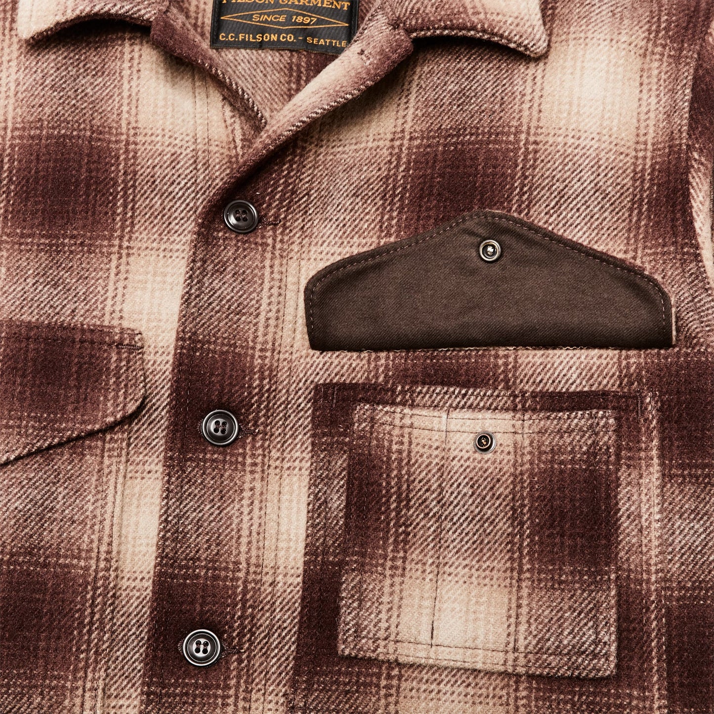 FILSON MACKINAW WOOL CRUISER JACKET - BROWN/TAN OMBRÉ