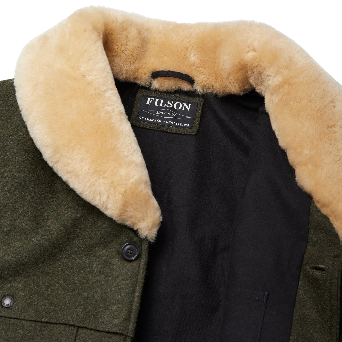FILSON LINED MACKINAW WOOL PACKER COAT - Forest Green