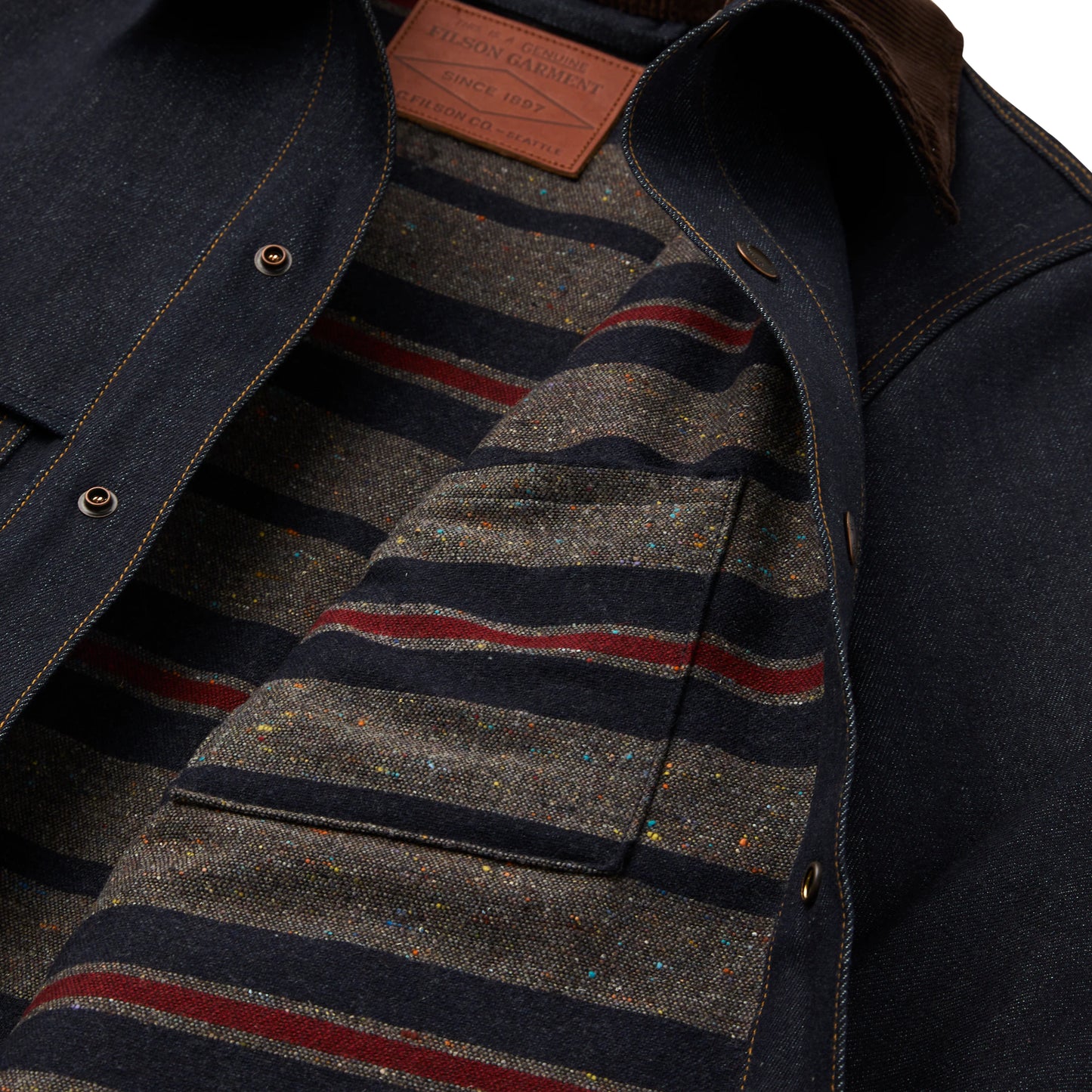 FILSON LINED DENIM CRUISER JACKET - RAW INDIGO