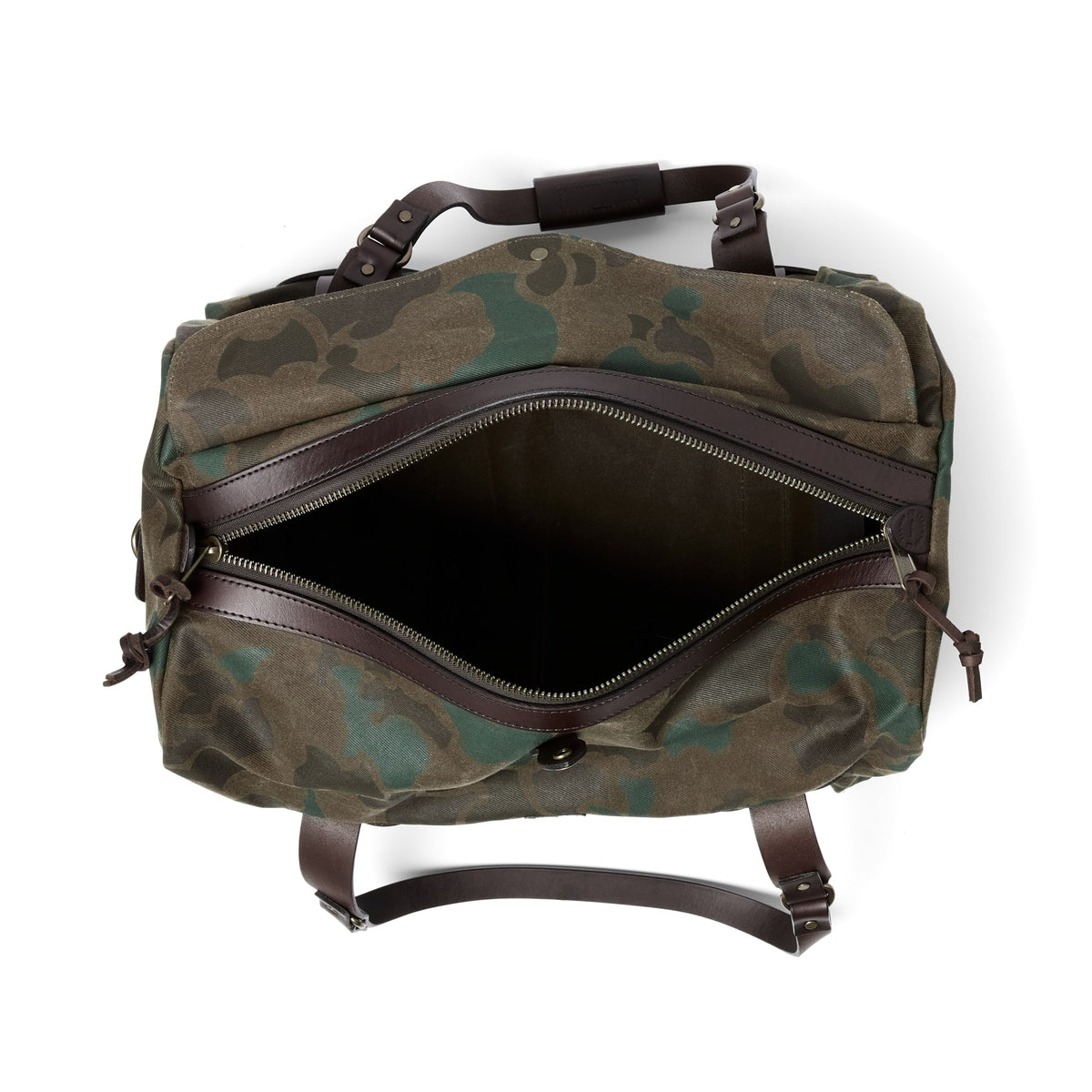 FILSON WAXED RUGGED TWILL MEDIUM DUFFLE - DARK WAX SHRUB CAMO