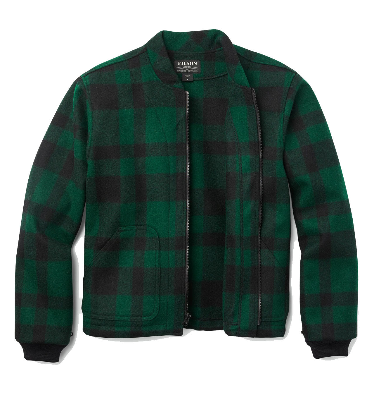 FILSON MACKINAW WOOL JACKET LINER - Green/Black Plaid