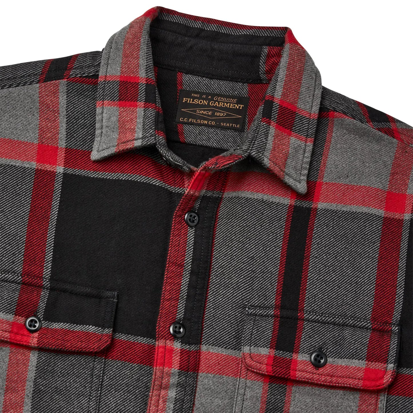 FILSON VINTAGE FLANNEL WORK SHIRT - BLACK CHARCOAL HEATHER