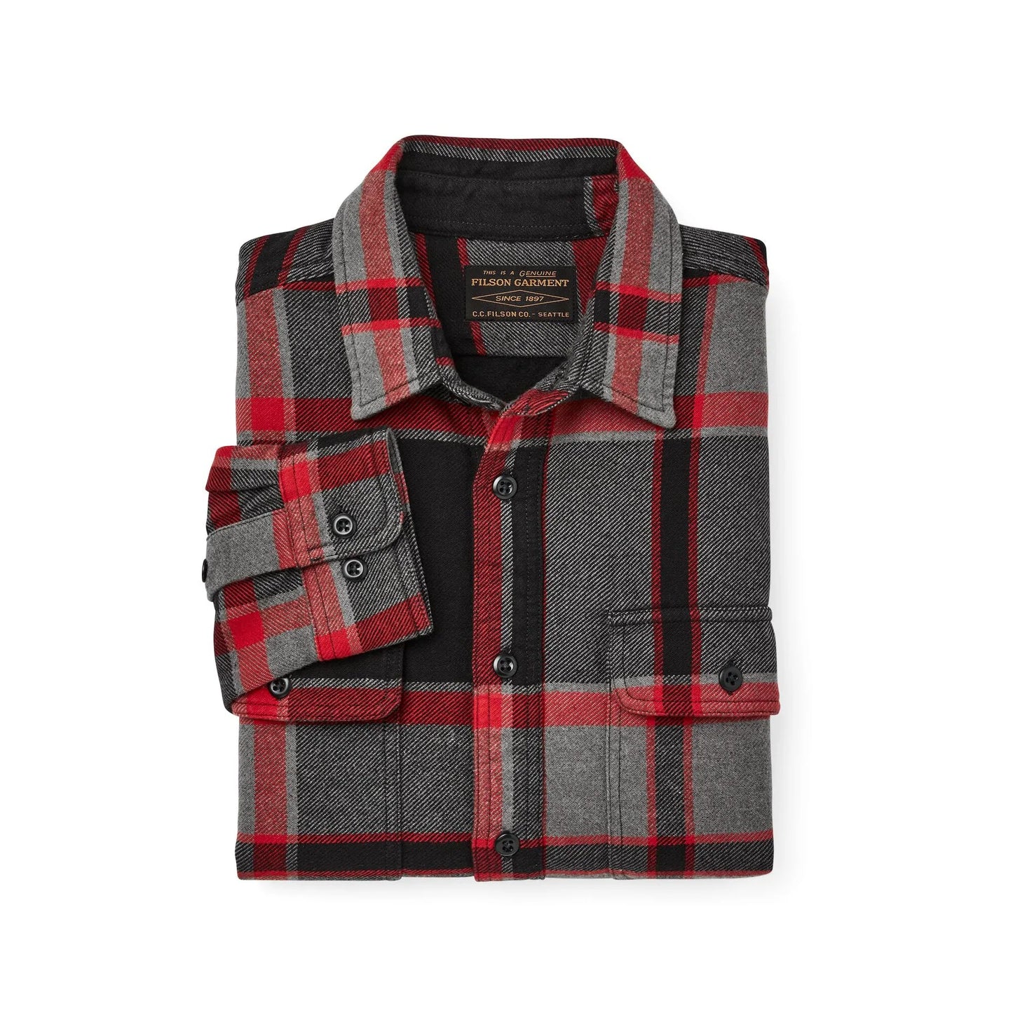 FILSON VINTAGE FLANNEL WORK SHIRT - BLACK CHARCOAL HEATHER