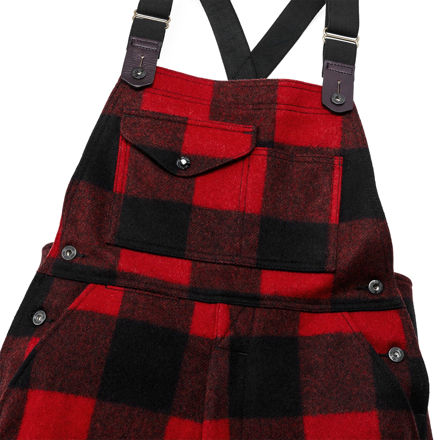 FILSON MACKINAW WOOL BIBS - Red/Black Buffalo Check