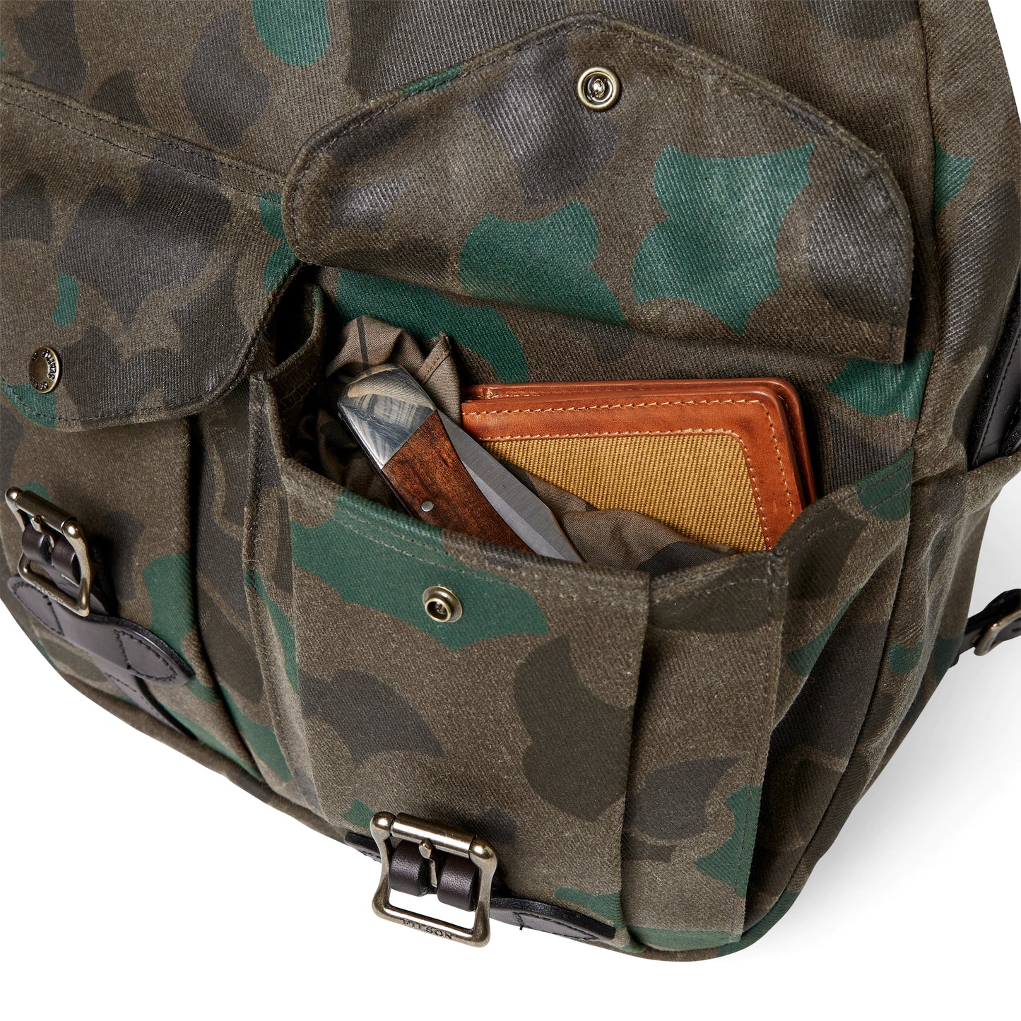 FILSON LARGE WAXED RUGGED TWILL RUCKSACK - Dark Wax Shrub Camo