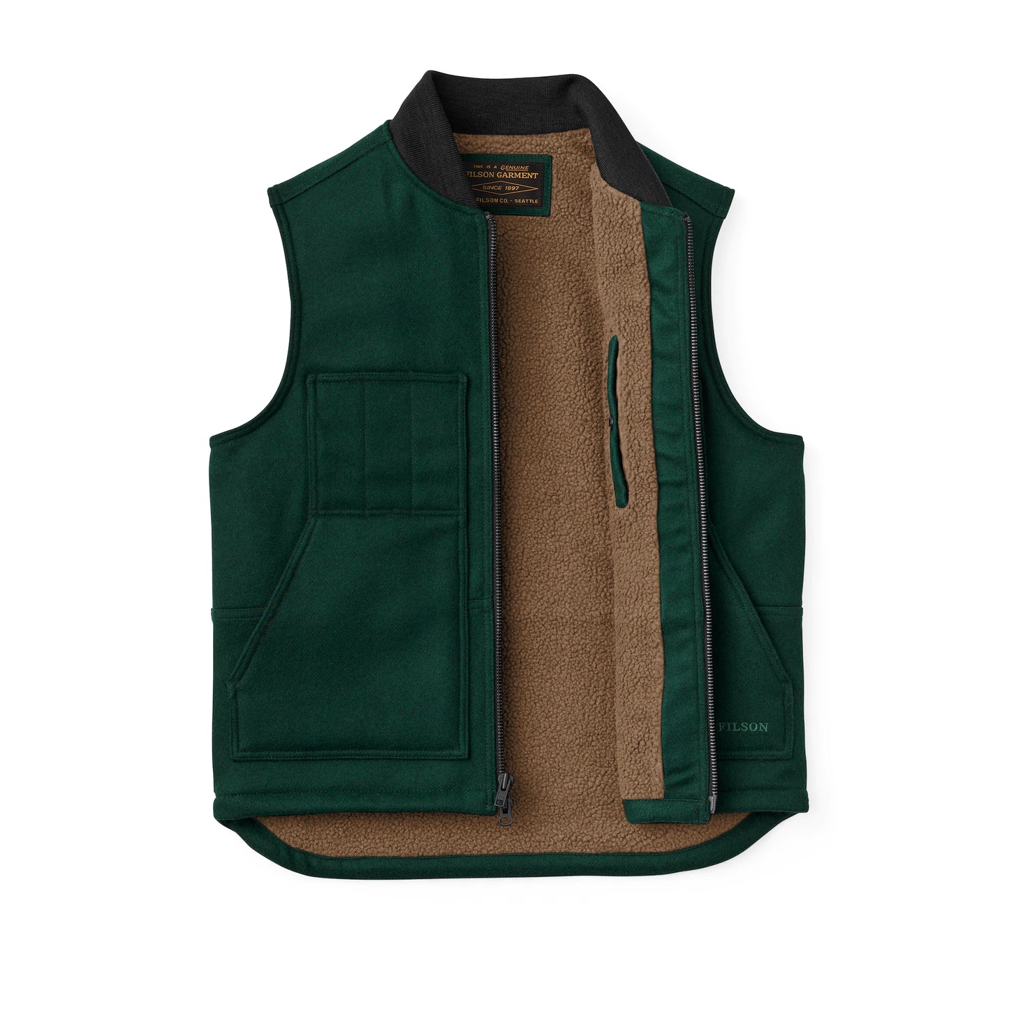 FILSON LINED MACKINAW WOOL WORK VEST - DARK SPRUCE