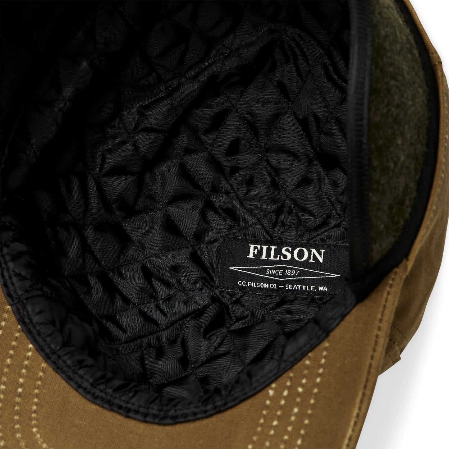 FILSON INSULATED TIN CLOTH CAP OTTER GREEN - DARK TAN