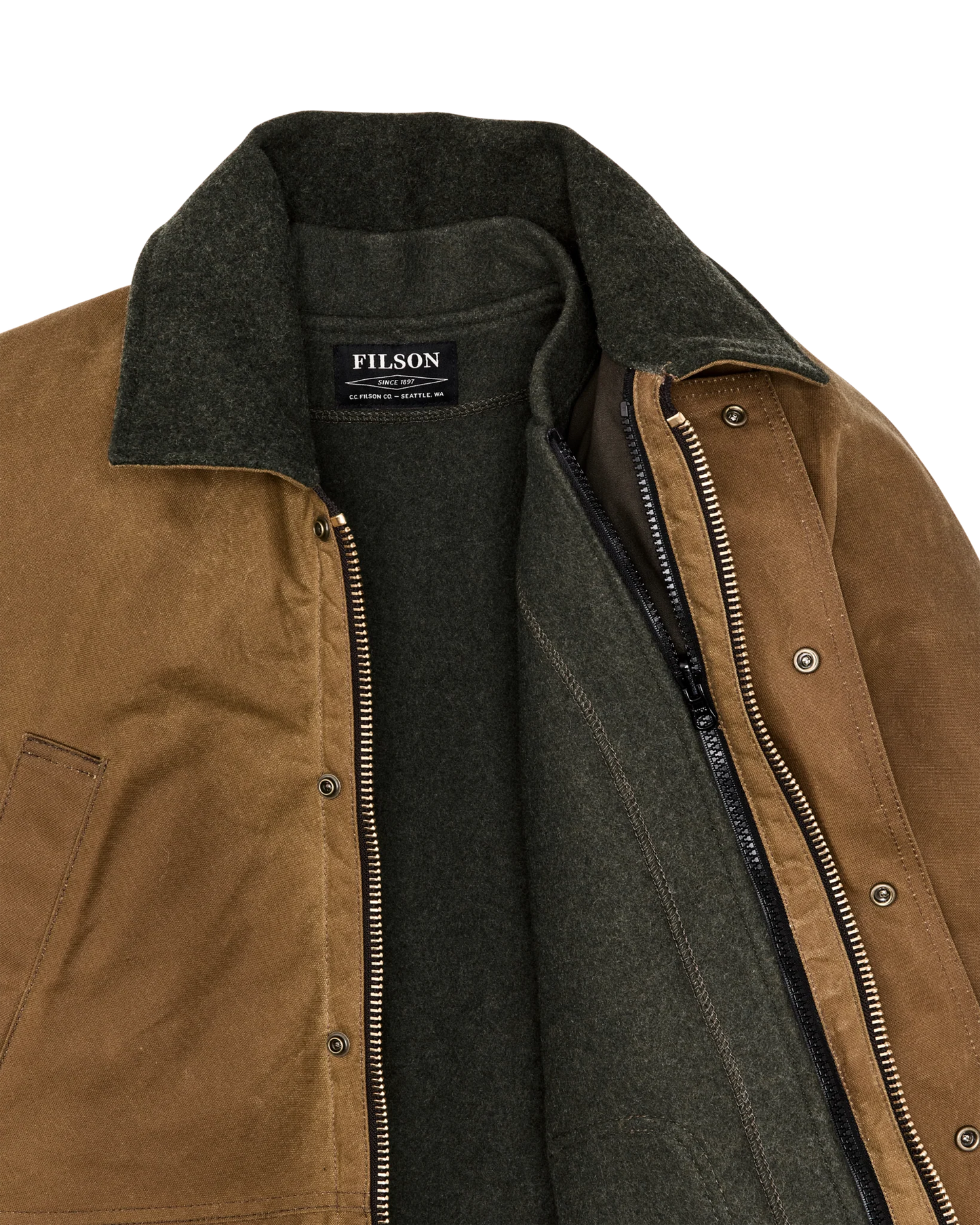 FILSON LINED TIN CLOTH FIELD JACKET - DARK TAN
