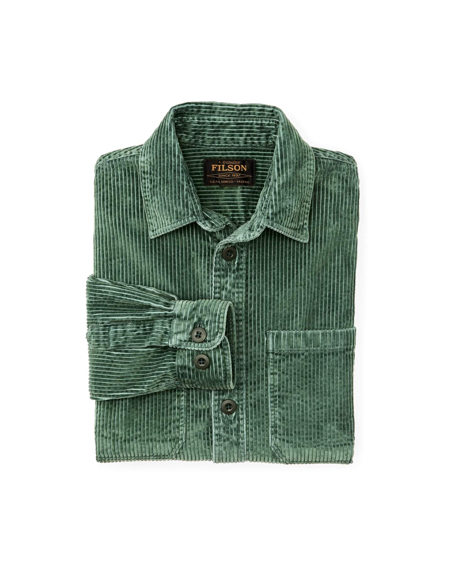 FILSON 6-WALE CORDUROY SHIRT - SEABED GREEN