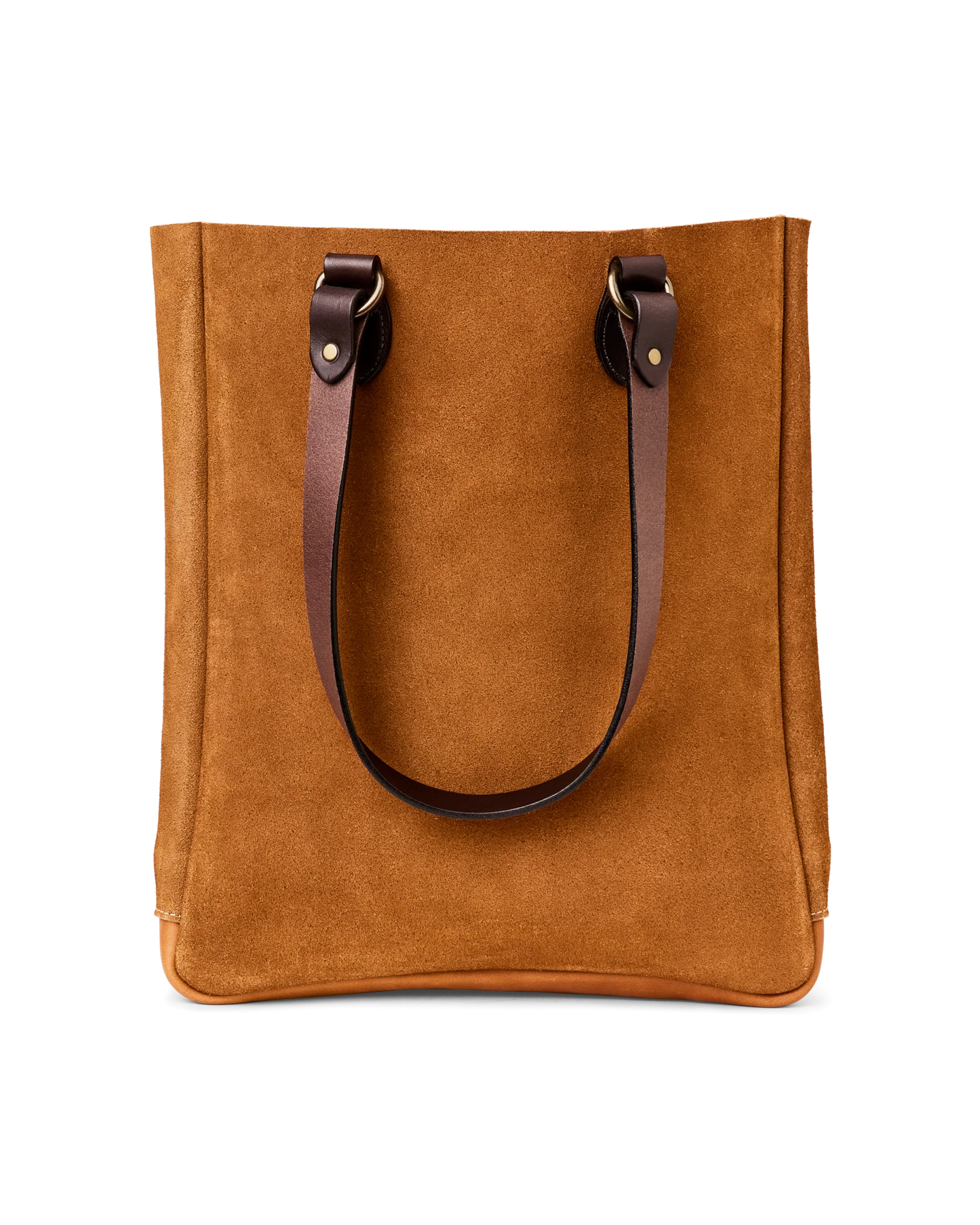 FILSON SUEDE LEATHER OPEN TOTE BAG - SADDLE BROWN
