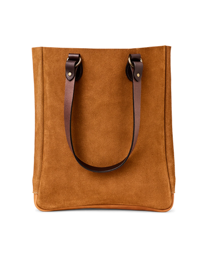 FILSON SUEDE LEATHER OPEN TOTE BAG - SADDLE BROWN