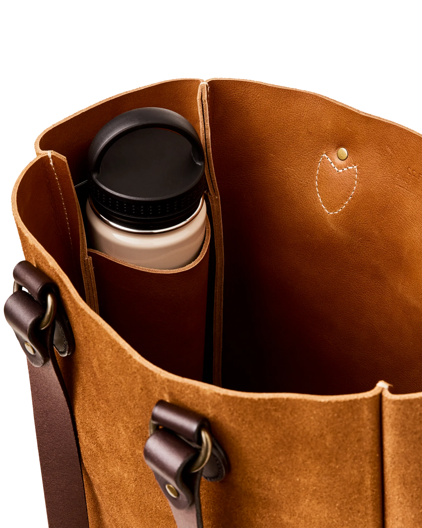 FILSON SUEDE LEATHER OPEN TOTE BAG - SADDLE BROWN