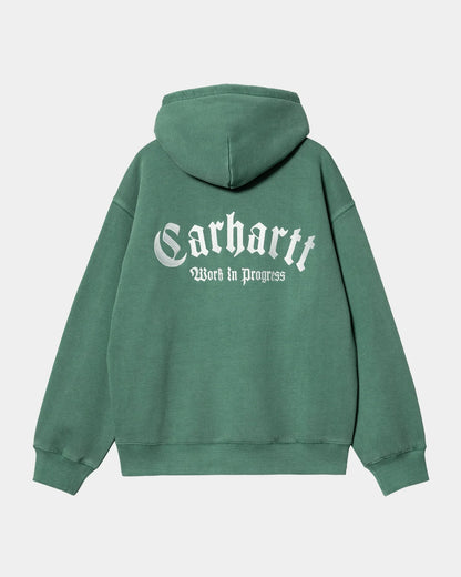 Copy of CARHARTT WIP HOODED ONYX SCRIPT SWEAT - CHERVIL/WHITE