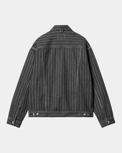 CARHARTT WIP ORLEAN STRIPE JACKET - BLACK/WHITE STONE WASHED