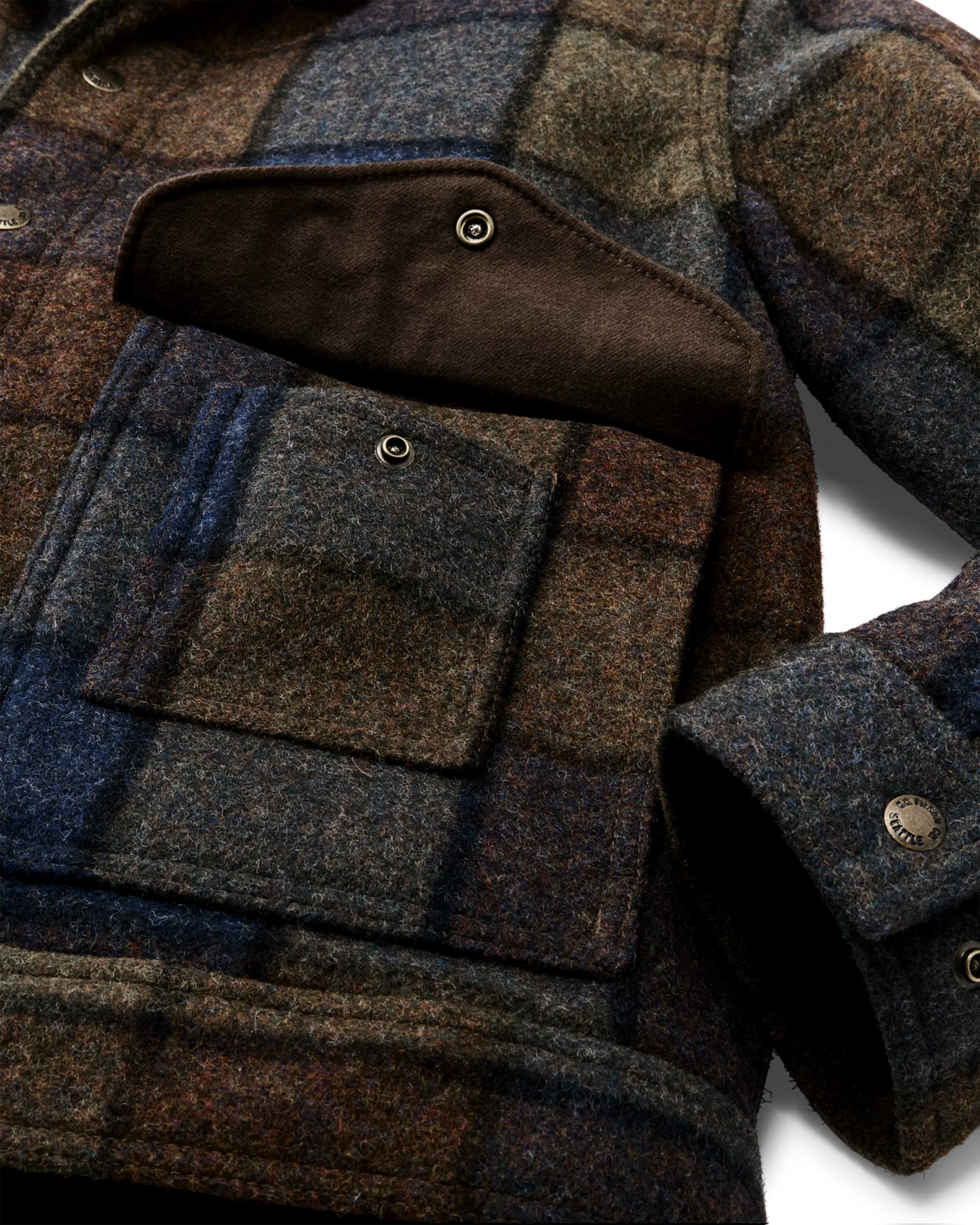 FILSON MACKINAW WOOL WORK JACKET - BLUE/BROWN/GRAY PLAID