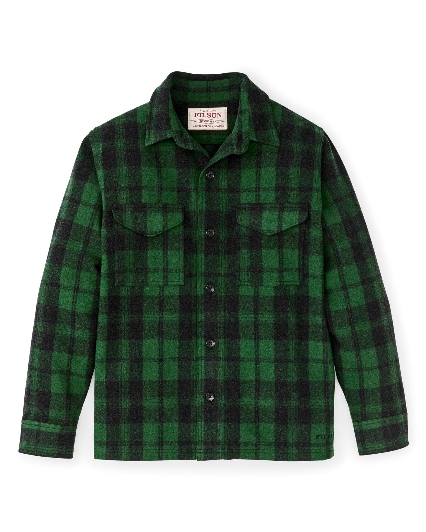 FILSON WOOL JAC-SHIRT - GREEN / BLACK PLAID