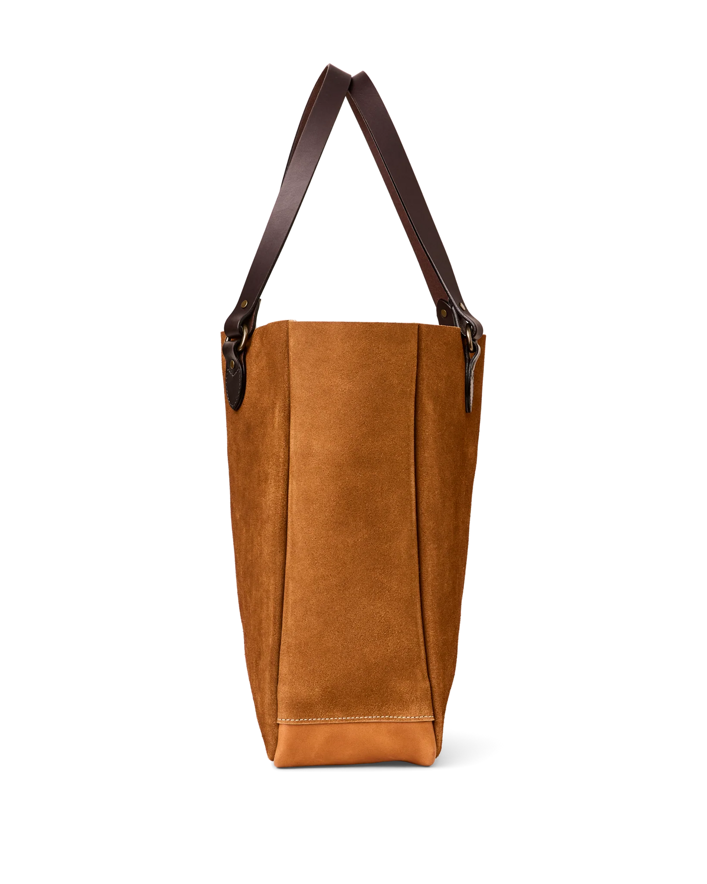 FILSON SUEDE LEATHER OPEN TOTE BAG - SADDLE BROWN