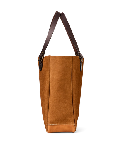 FILSON SUEDE LEATHER OPEN TOTE BAG - SADDLE BROWN