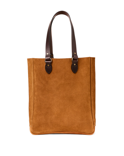 FILSON SUEDE LEATHER OPEN TOTE BAG - SADDLE BROWN