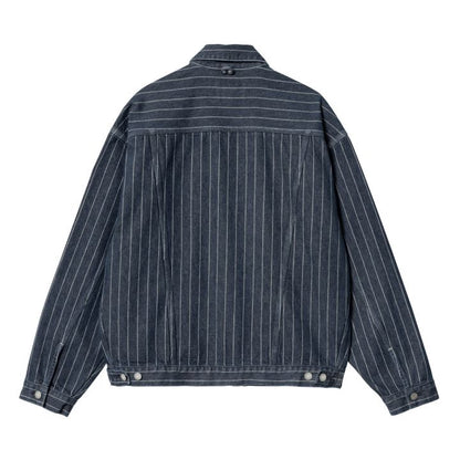 CARHARTT WIP ORLEAN STRIPE JACKET - BLUE/WHITE STONE WASHED