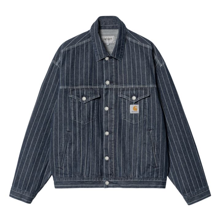 CARHARTT WIP ORLEAN STRIPE JACKET - BLUE/WHITE STONE WASHED