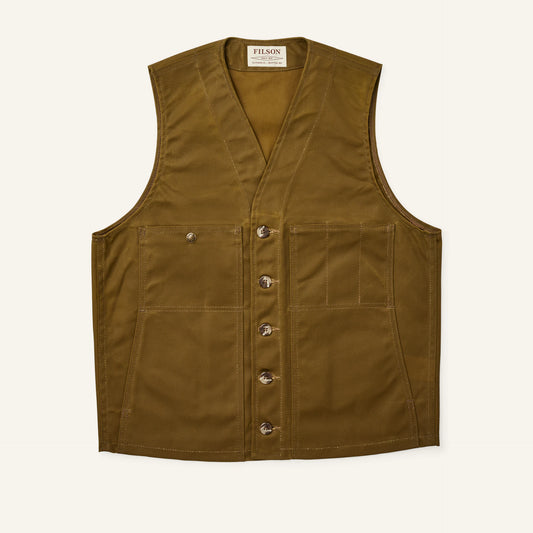 FILSON OIL TIN CLOTH VEST US MADE - DARK TAN