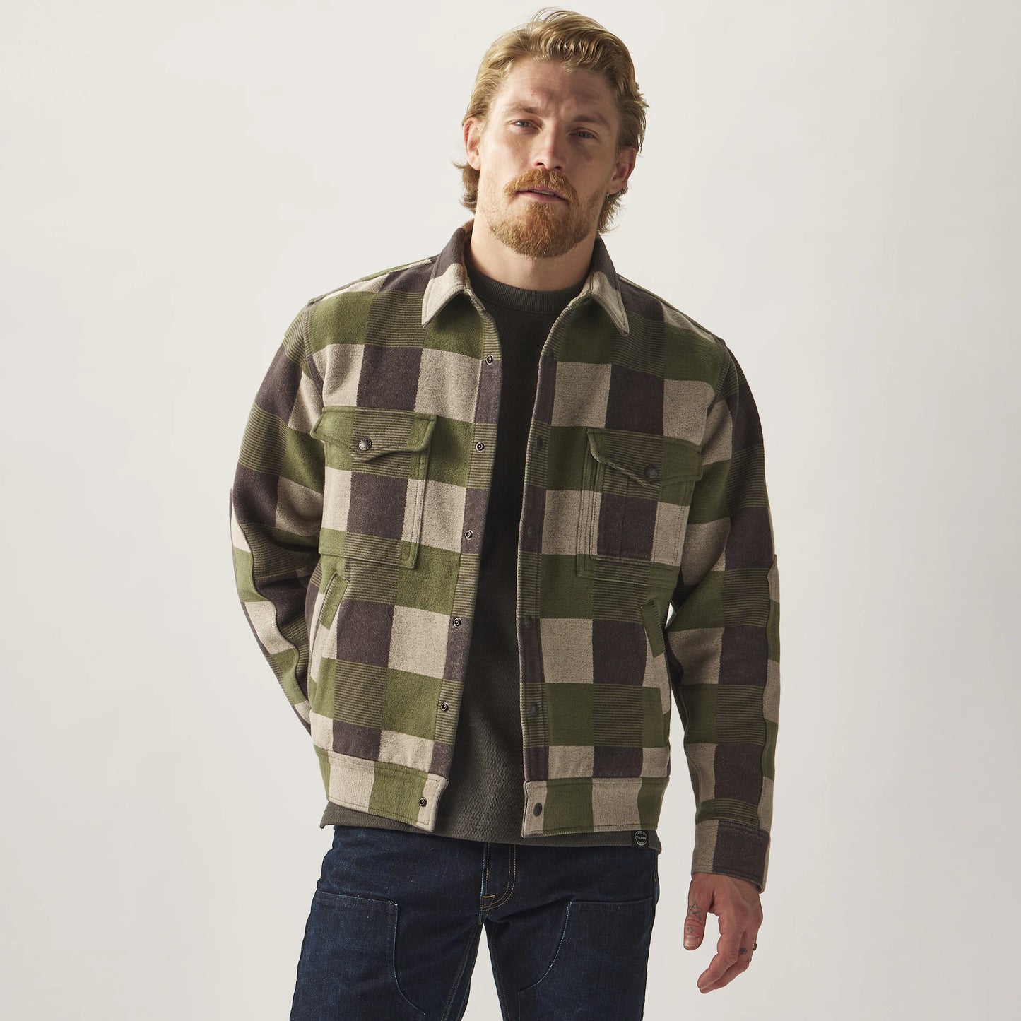 FILSON BEARTOOTH CAMP JACKET - CINDER/OLIVE CHECK