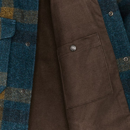 FILSON LINED MACKINAW WOOL JAC-SHIRT - TEAL/OCHRE PLAID